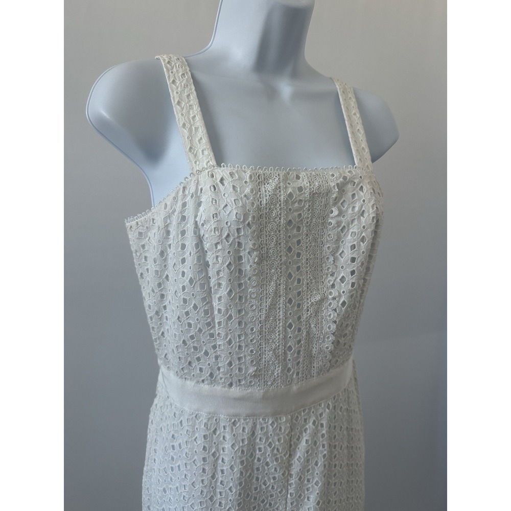 NWT! Women's White, Cropped Wide Leg Eyelet Jumpsuit Banana Republic Sz: 0 (b44) - Picture 4 of 7